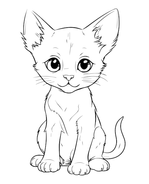 Cute Cartoon Cat vector Illustration Cat Coloring page for kids Cat mascot design Cat logo