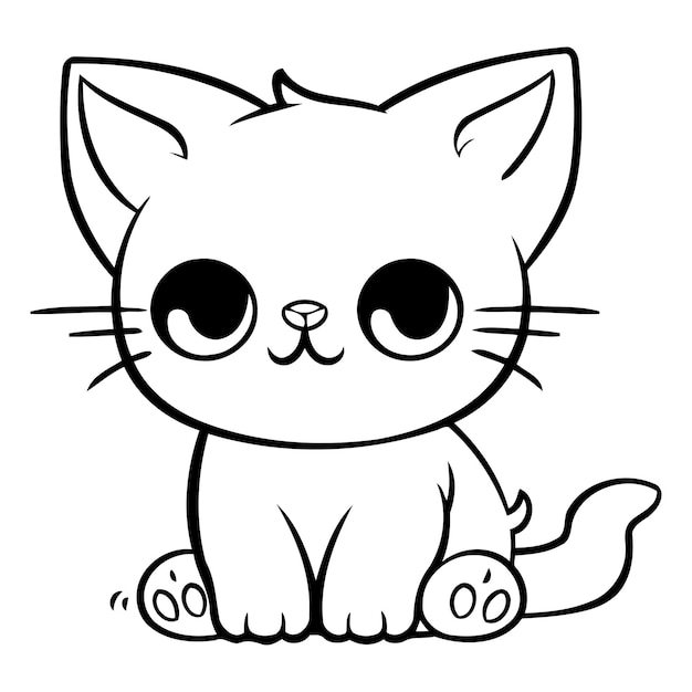 Cute cartoon cat Vector illustration isolated on a white background