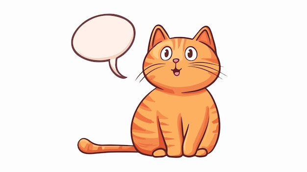 Cute Cartoon Cat with Speech Bubble Vector Illustration