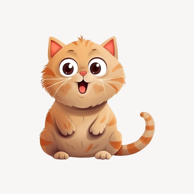 Cute cartoon cat with stripes