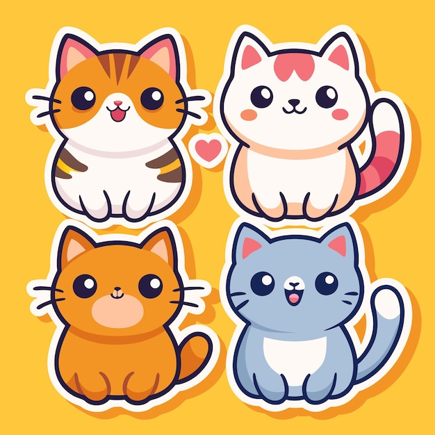 Cute Cartoon Cats Set