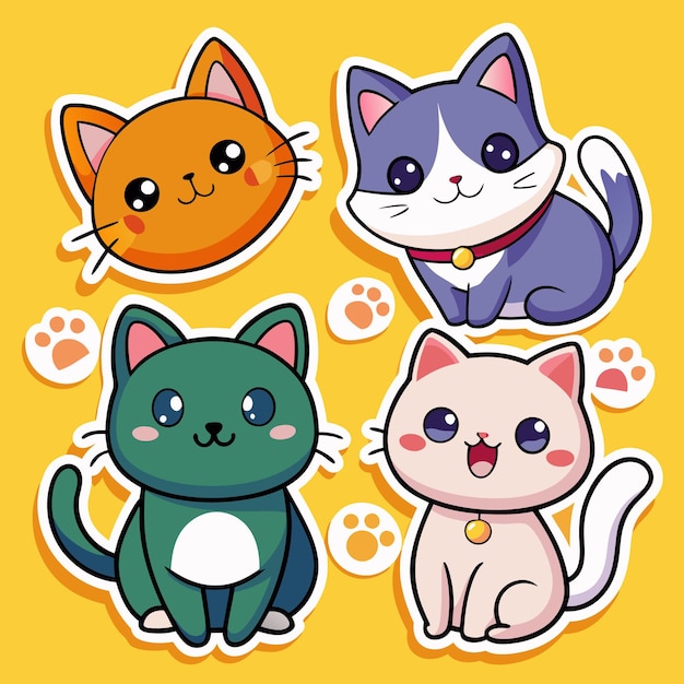 Cute Cartoon Cats Stickers