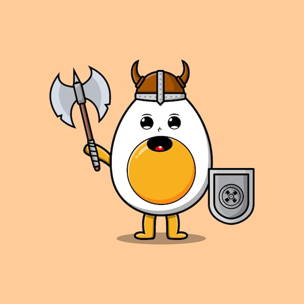 Cute cartoon character Boiled egg viking pirate