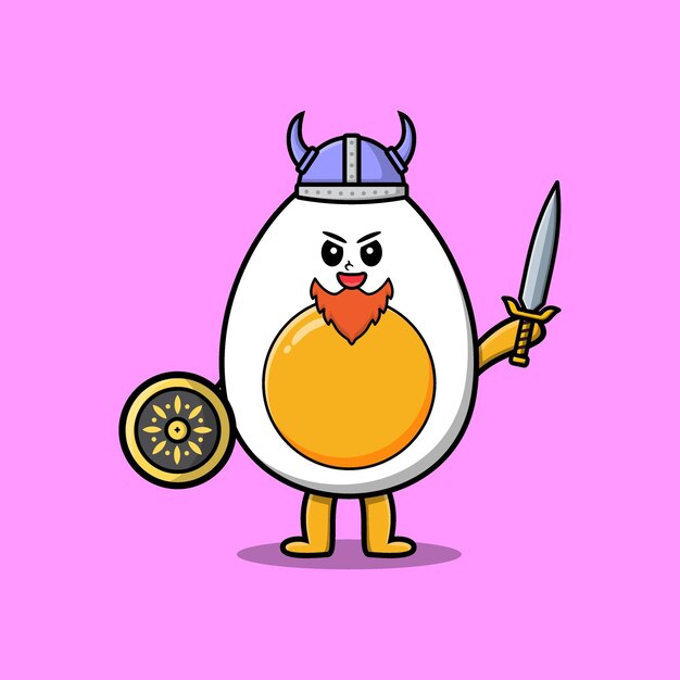 Cute cartoon character Boiled egg viking pirate