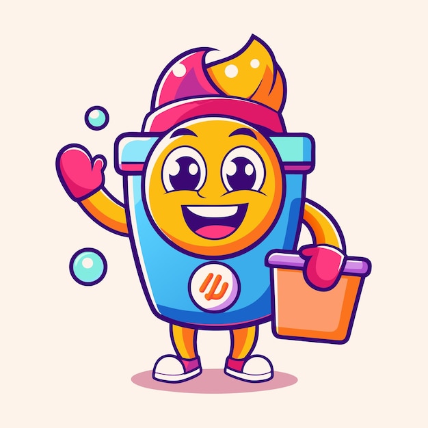 Vector cute cartoon character in a cup with a smiling face