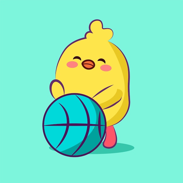 cute cartoon character ducks exercise ball vector IIlustration for elements clipart and sticker