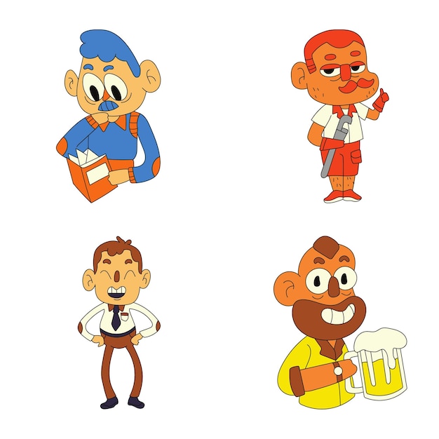 Cute cartoon character of a man with a beer Vector illustration