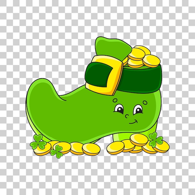 Cute cartoon character sticker St Patrick's day Isolated on transparent background Design element Vector illustration