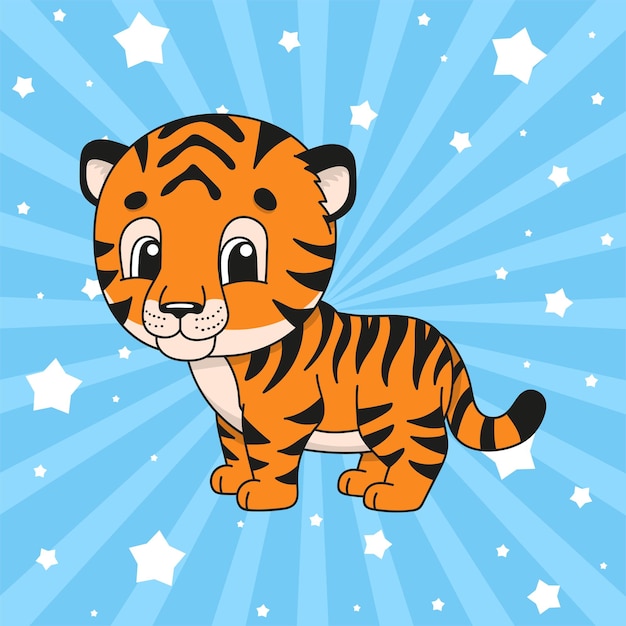 Cute cartoon character tiger