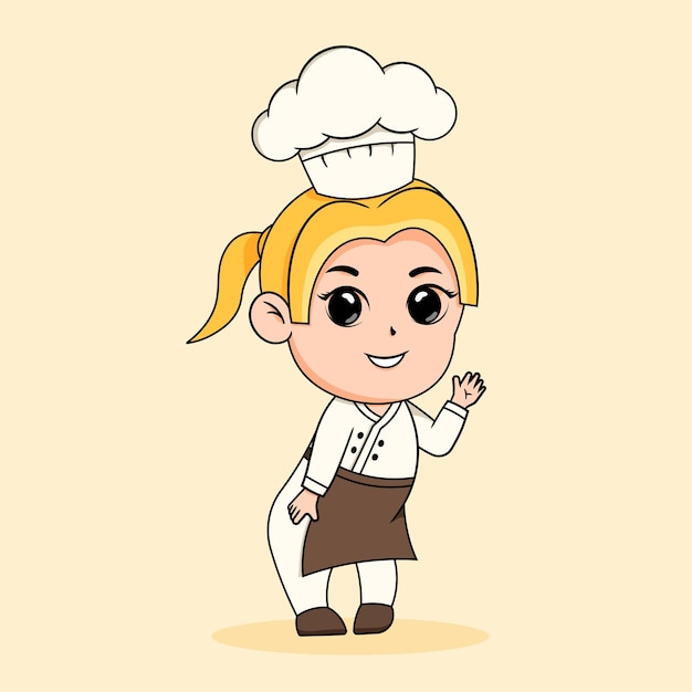 Cute cartoon chef good smile and thumbs up