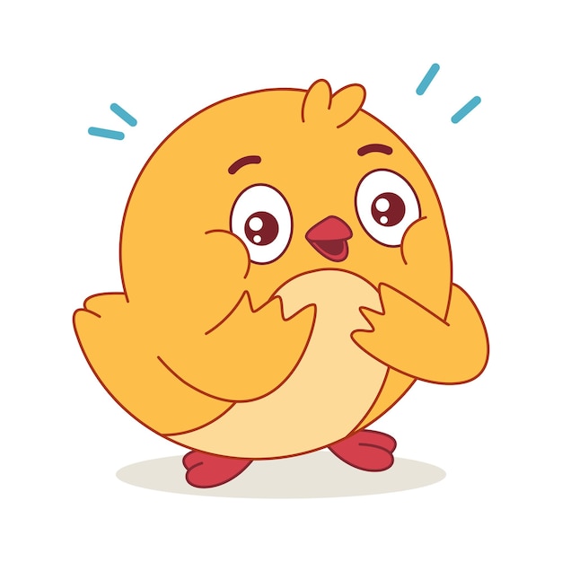 Cute cartoon chicken vector funny character