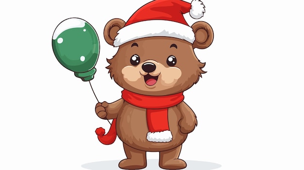 Vector cute cartoon christmas bear with speech bubble