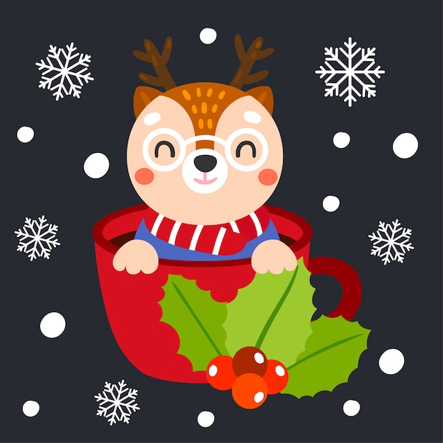 Cute Cartoon Christmas Concept.