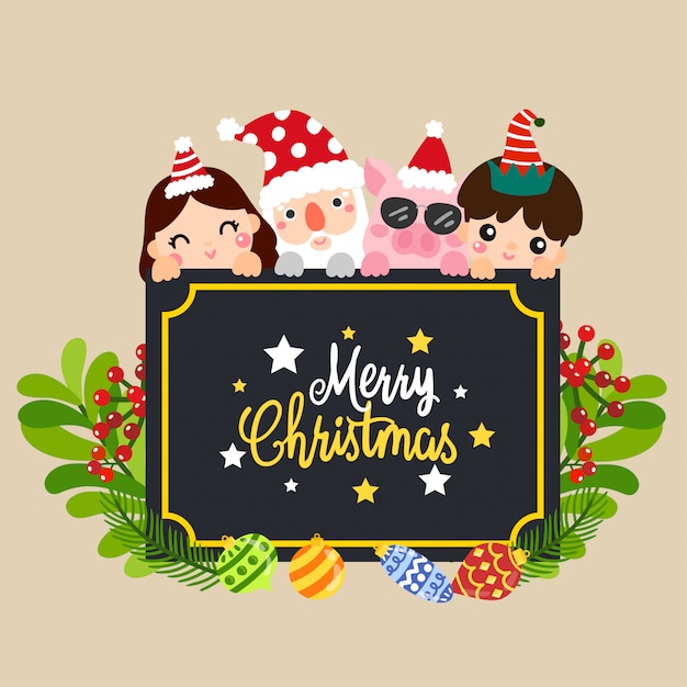  Cute Cartoon Christmas Concept.