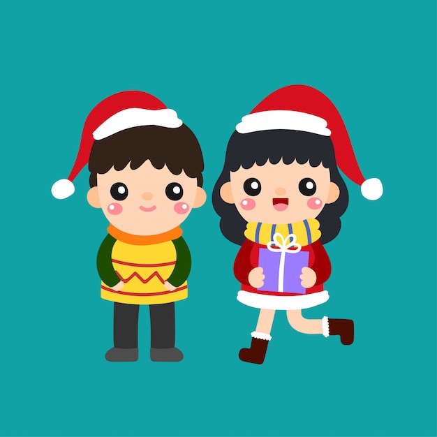 Cute Cartoon Christmas Concept.