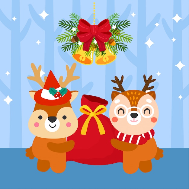 Cute Cartoon Christmas Concept.