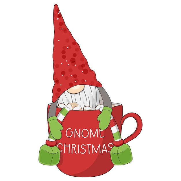 Cute cartoon christmas gnome. Vector.