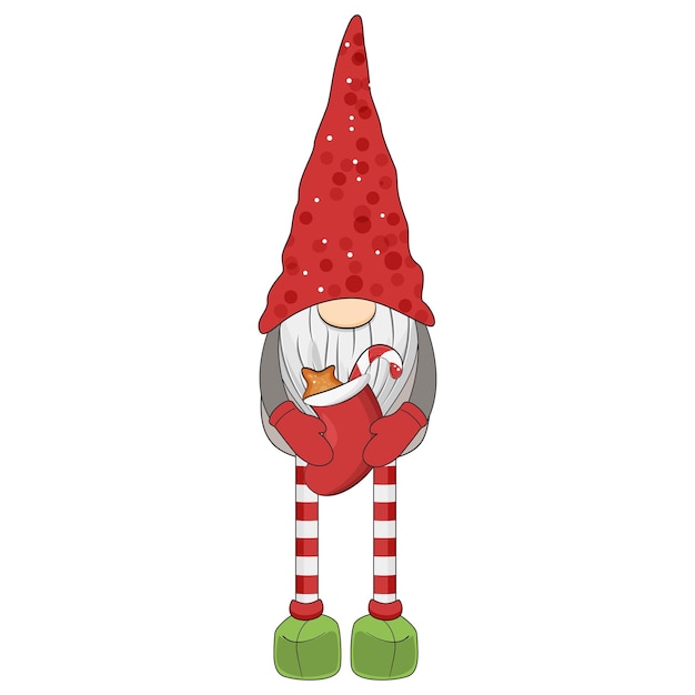 Cute cartoon christmas gnome. Vector.