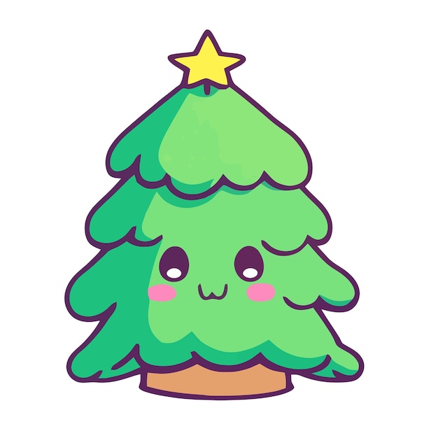 Cute Cartoon Christmas Tree Illustration