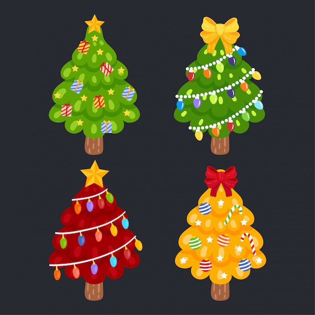  Cute Cartoon Christmas Trees.