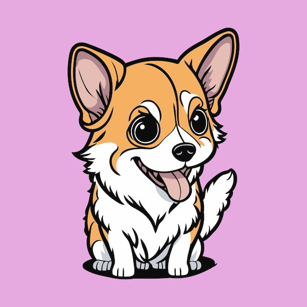 Cute Cartoon Corgi Kawaii Style Vector Character