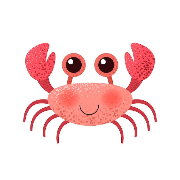 Cute cartoon crab Isolated vector illustration on white background Kawaii creature