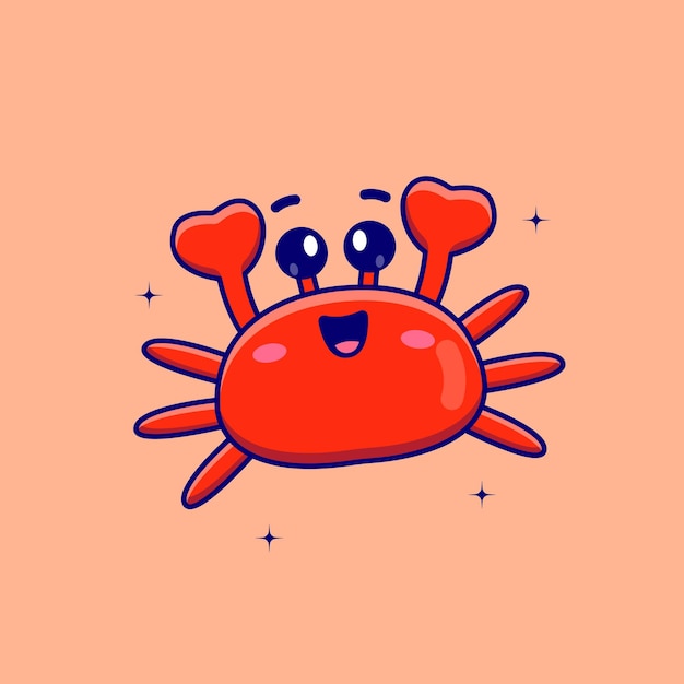 Cute cartoon crab in vector illustration Animal isolated vector Flat cartoon style