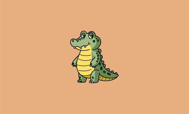 Cute cartoon crocodile character standing confidently