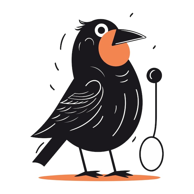 Cute cartoon crow Vector illustration isolated on a white background