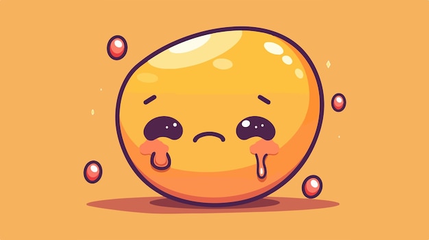 Vector cute cartoon crying emoticon character with kawaii body design