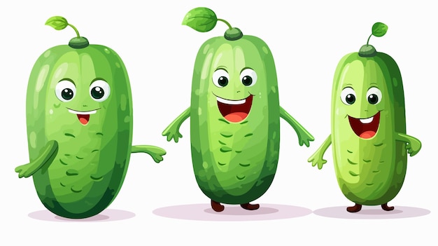 Cute Cartoon Cucumber Vegetable Vector Character