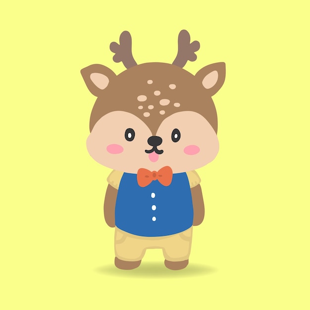 Cute cartoon deer character wearing cloth