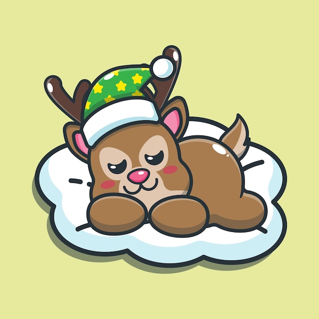 Cute cartoon deer sleep vector illustration