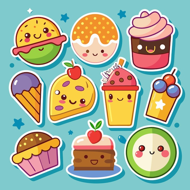 Cute cartoon desserts stickers