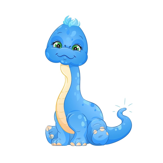 Cute cartoon dinosaur diplodocus vector illustration