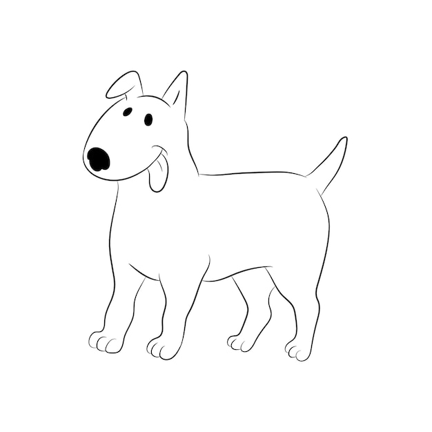 Cute cartoon dog bull terrier isolated on white background Hand drawn vector art