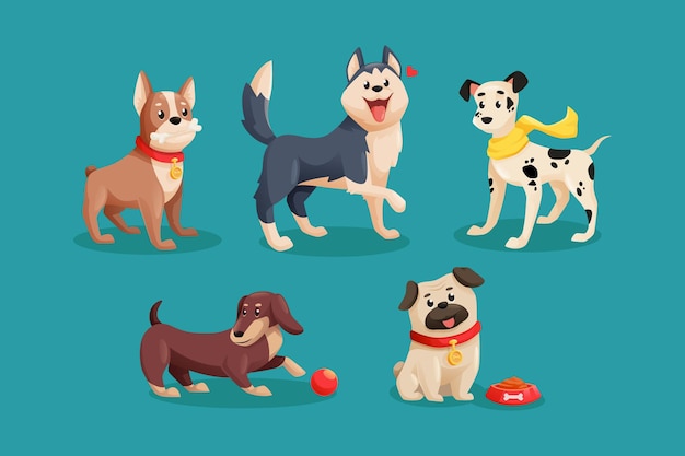 Cute Cartoon Dog Character collection set