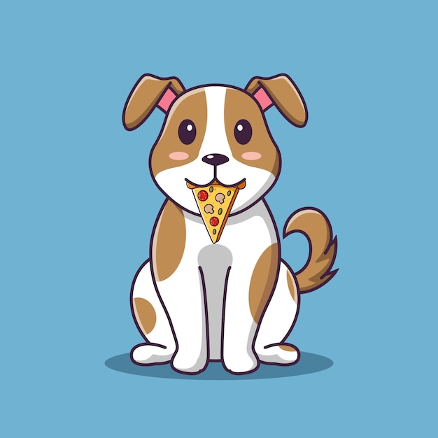 Cute cartoon dog eating pizzavector cartoon illustrationcartoon clipart