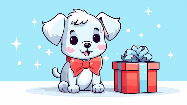 Cute Cartoon Dog Line Drawing with Cold Gradient Adobe Stock Photo