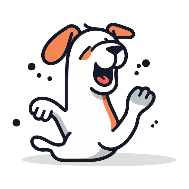 Vector cute cartoon dog running vector illustration in doodle style