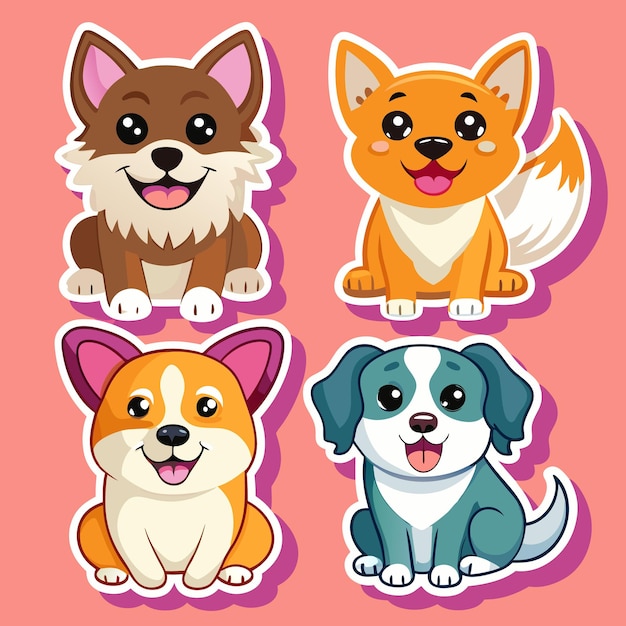 Cute Cartoon Dogs Stickers Adorable Pet Designs