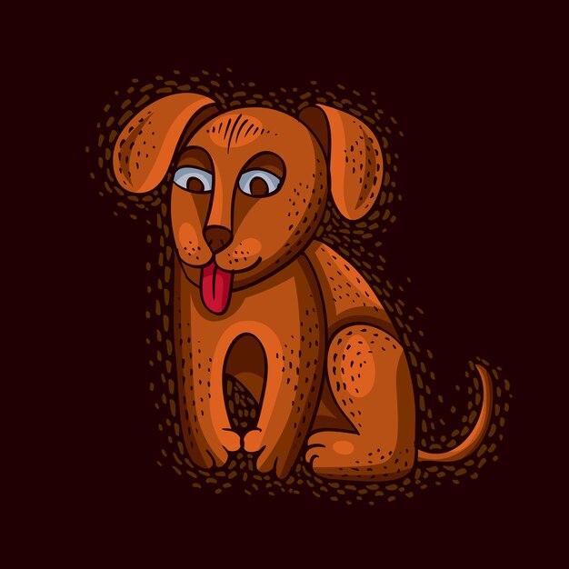 Cute cartoon doodle red golden dog puppy vector illustration, nice pet sitting.