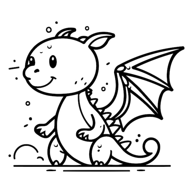 Cute cartoon dragon Vector illustration isolated on a white background