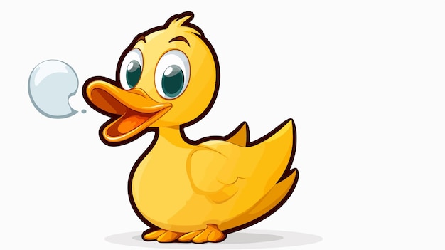 Vector cute cartoon duck with speech bubble sticker illustration