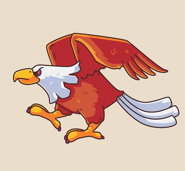 Cute cartoon eagle walking Isolated animal illustration Flat Style Sticker Icon Premium vector