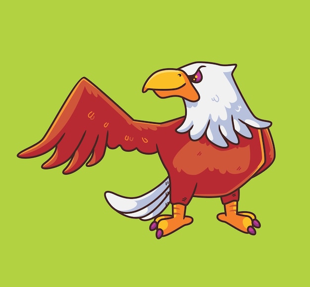 Cute cartoon eagle wings isolated cartoon animal illustration vector