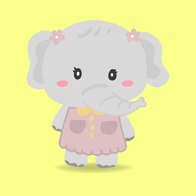 Cute cartoon elephant character wearing cloth