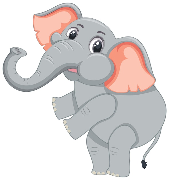 Cute Cartoon Elephant Standing Happily