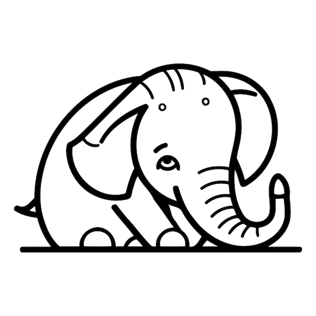 Cute cartoon elephant Vector illustration isolated on a white background