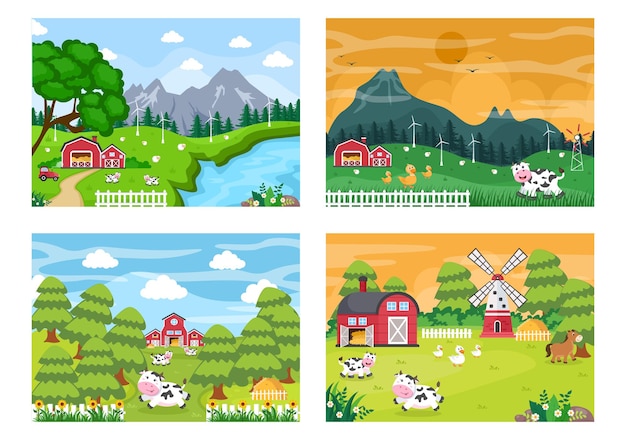 Cute Cartoon Farm Animals 